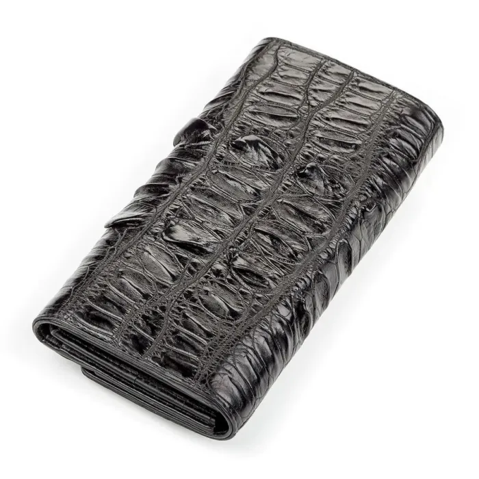 Портмоне жіноче CROCODILE LEATHER 18025 із натуральної шкіри крокодила Чорний