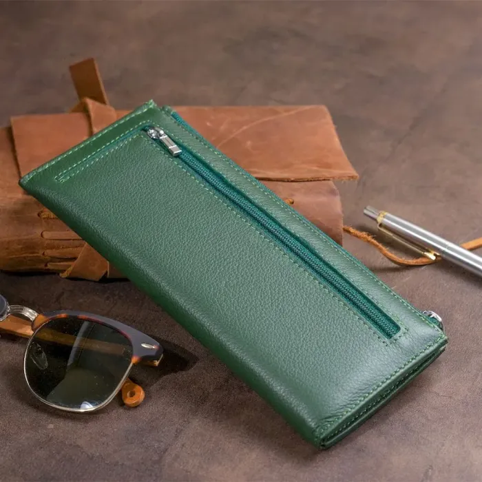 Горизонтальный тонкий кошелек из кожи унисекс ST Leather 19328 Зеленый
