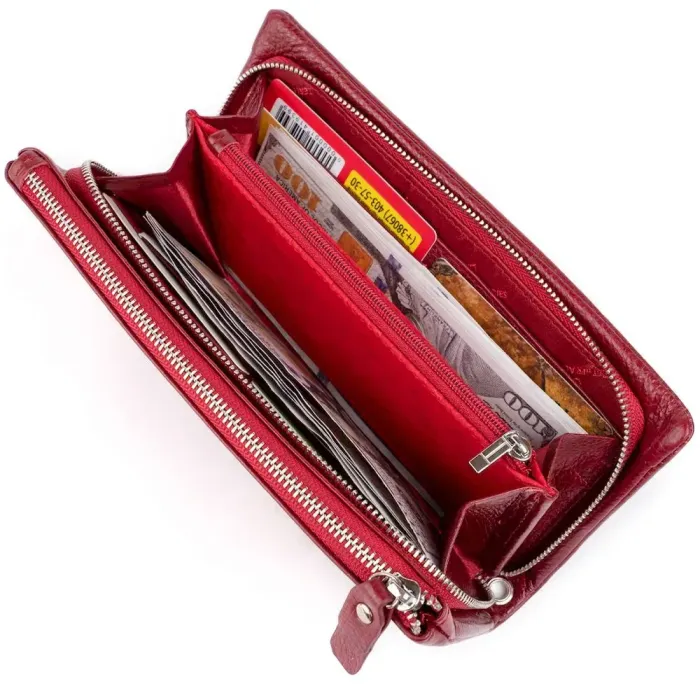 Гаманець-клатч зі шкіри з кишенею для мобільного ST Leather 19311 Бордовий