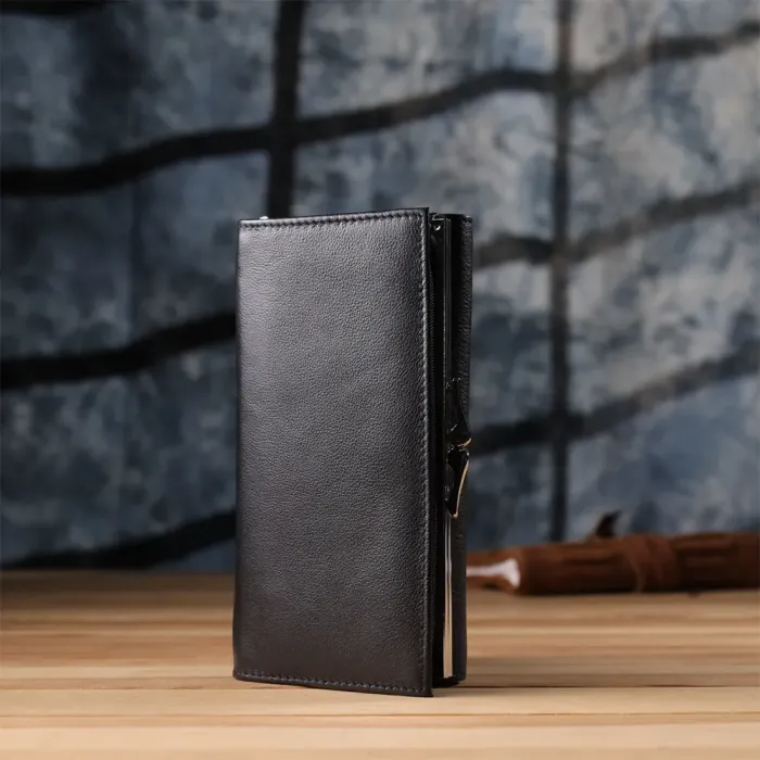 Функціональний жіночий гаманець на магнітах із натуральної шкіри ST Leather 23112 Чорний