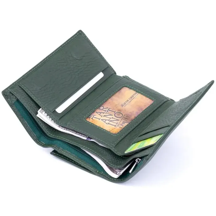 Кошелек горизонтальный с монетником на молнии унисекс ST Leather 19359 Зеленый