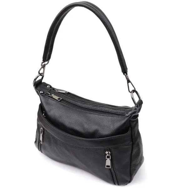 Практична жіноча сумка з натуральної шкіри Vintage 23011 Чорний