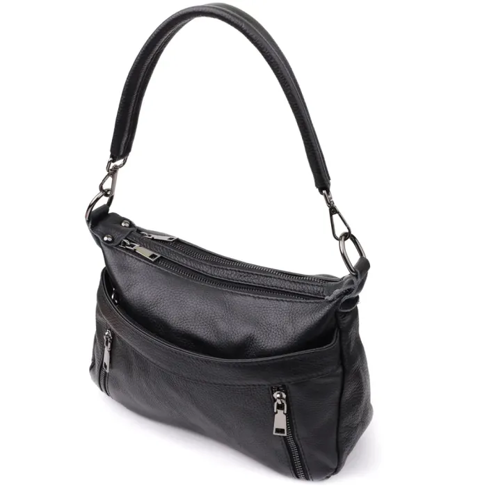 Практична жіноча сумка з натуральної шкіри Vintage 23011 Чорний