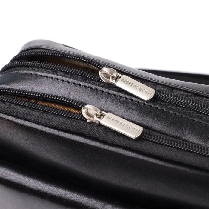 Відмінна чоловіча сумка з кишенями з гладкої натуральної шкіри Tony Perotti 20857_1 (9148-17 nero) Чорний