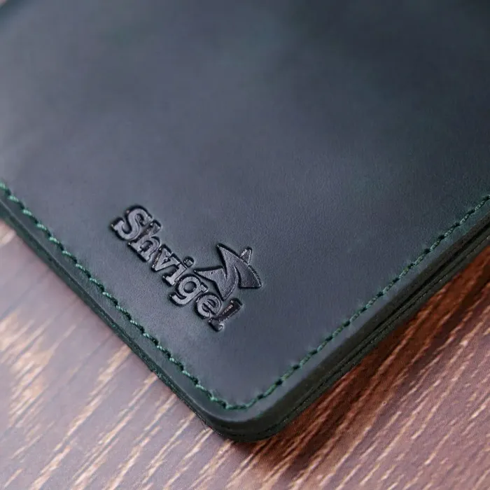 Небольшое винтажное кожаное портмоне Shvigel 16603 Зеленый