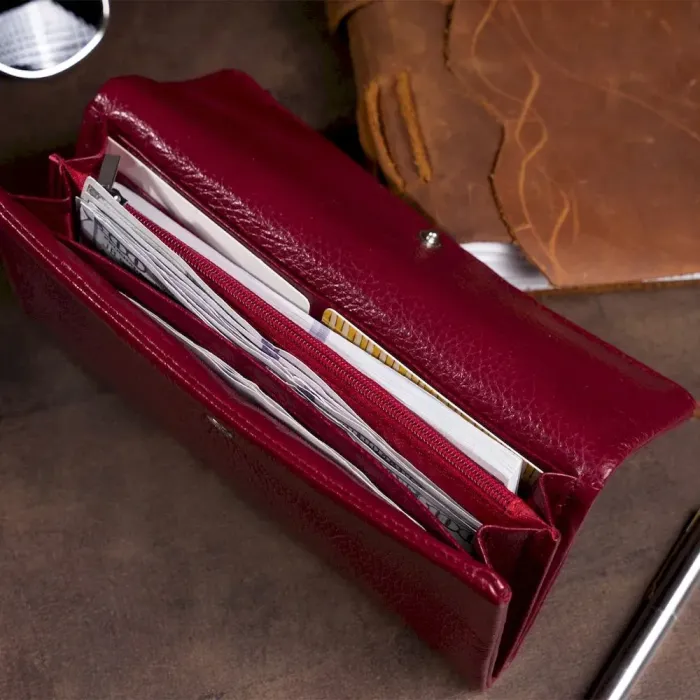 Клатч конверт з кишенею для мобільного шкіряний ST Leather 19273 Бордовий