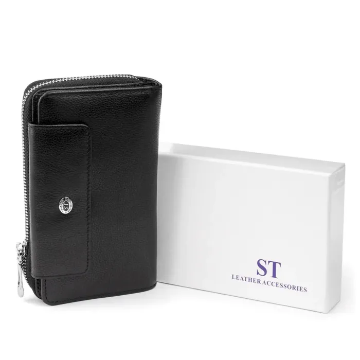 Гаманець зі шкіри на клямці ST Leather 19339 Чорний