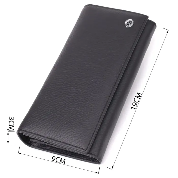 Місткий гаманець для жінок із натуральної шкіри ST Leather 23097 Чорний