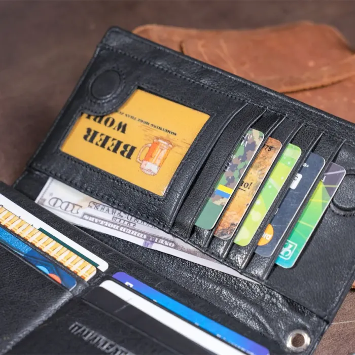 Вертикальний гаманець шкіряний ST Leather 19274 Чорний