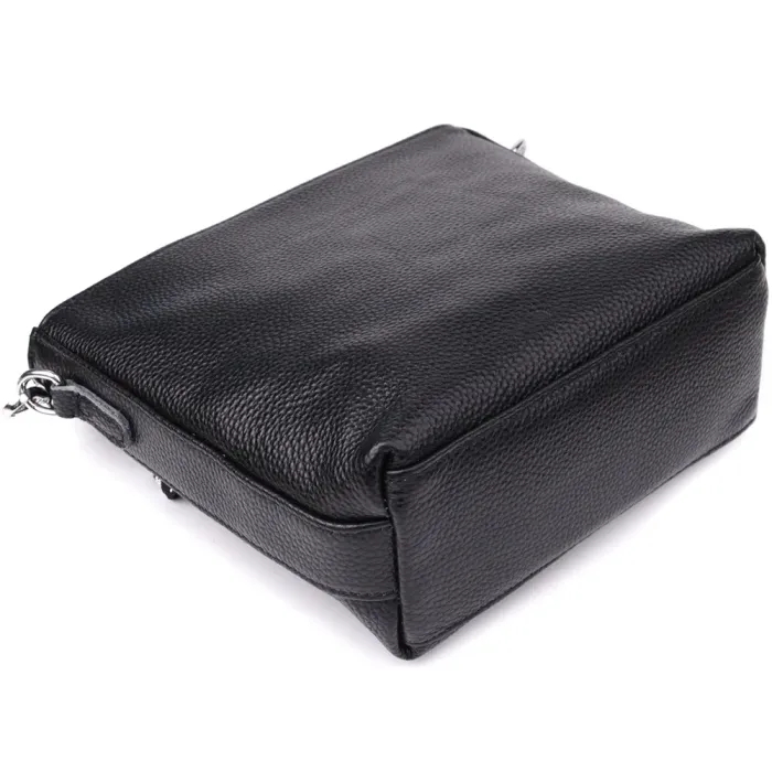 Зручна жіноча сумка на плече з якісної натуральної шкіри Vintage 22914 Чорний