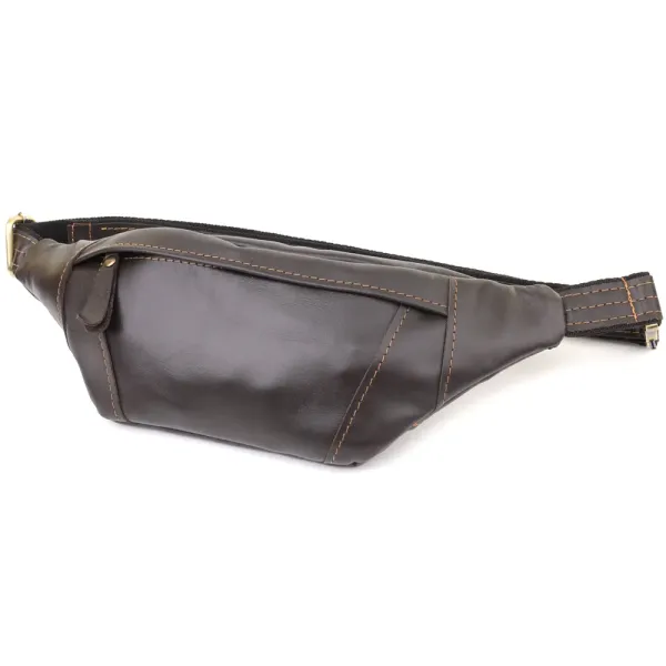 Чоловіча сумка-бананка компактного розміру з натуральної шкіри Shvigel 23126 Коричневий