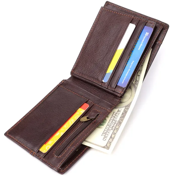 Горизонтальний стильний гаманець з натуральної шкіри Vintage 22888 Коричневий