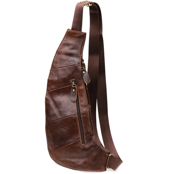 Практична чоловіча сумка з великою кількістю кишень із натуральної шкіри Vintage 22962 Коричневий