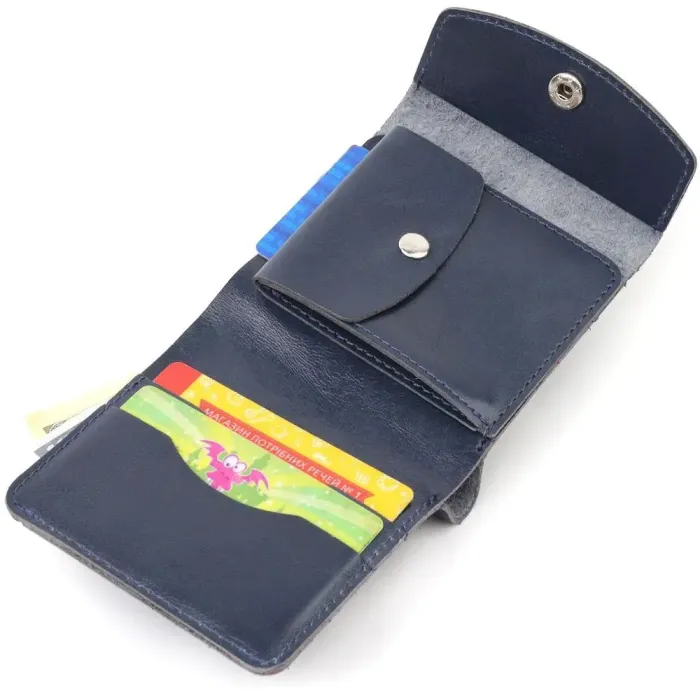 Зручне портмоне із натуральної шкіри Shvigel 16622 Синій