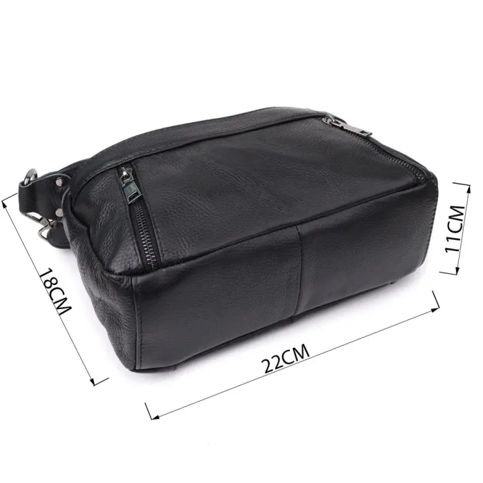 Практична жіноча сумка з натуральної шкіри Vintage 23011 Чорний