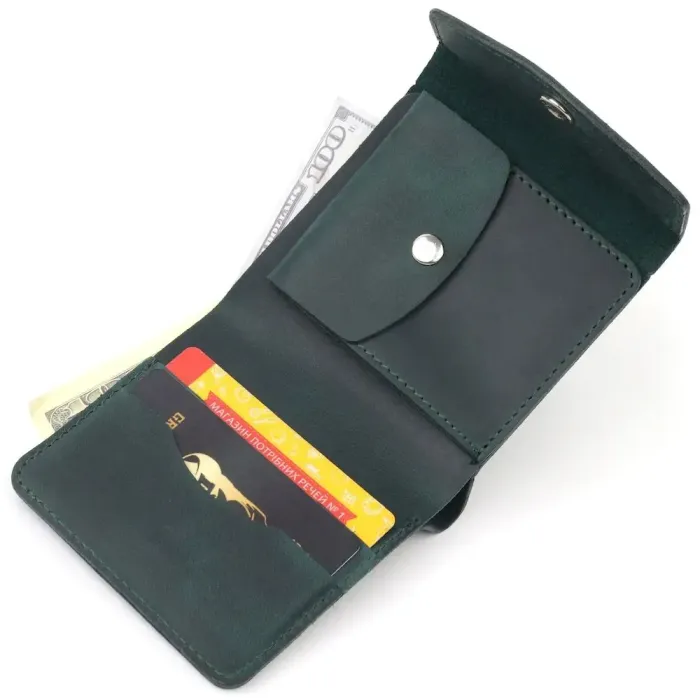 Урожай шкіряний портмоне Shvigel 16615 Зелений