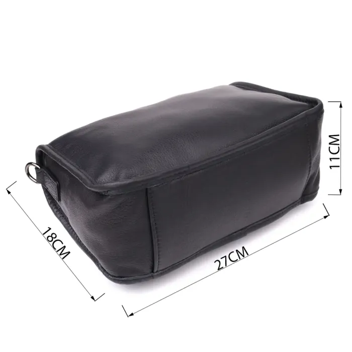 Стильна сумка на плече з натуральної шкіри Vintage 23001 Чорний