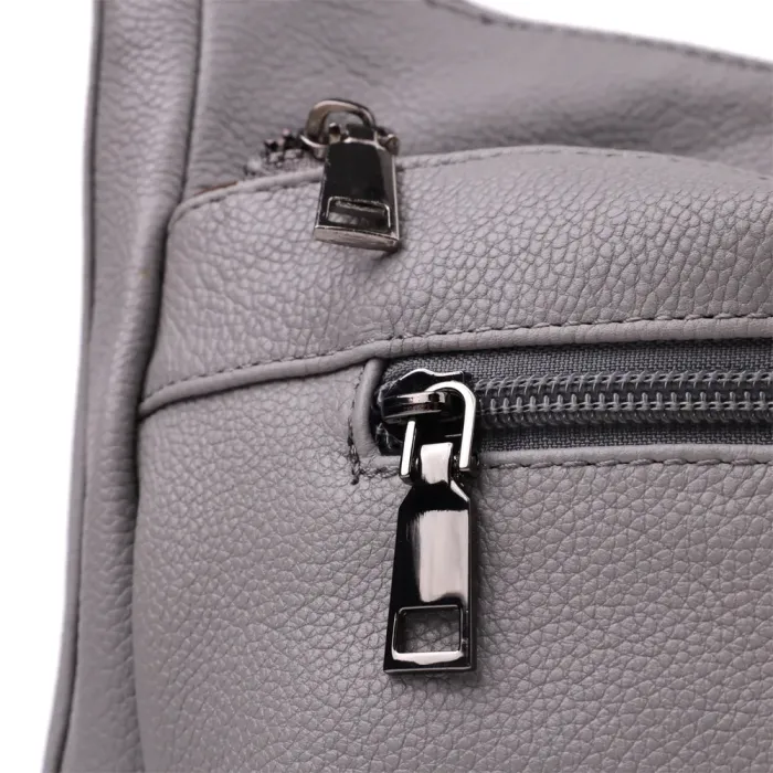 Зручна жіноча сумка з двома ремінцями із натуральної шкіри Vintage 23054 Сірий