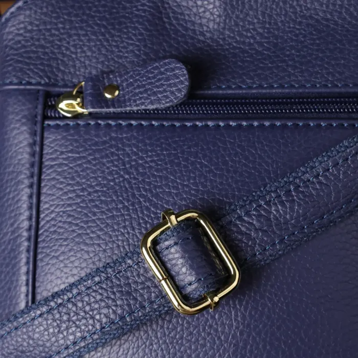 Жіноча сумка з натуральної шкіри з трьома відділеннями Vintage 22976 Синій