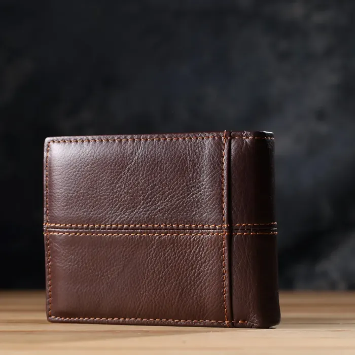 Горизонтальний стильний гаманець з натуральної шкіри Vintage 22888 Коричневий