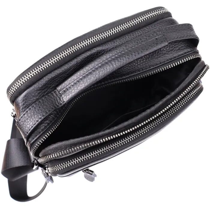 Вертикальна чоловіча сумка з натуральної шкіри Vintage 22967 Чорний