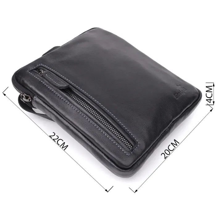 Сумка на плече для чоловіків із міцної зернистої шкіри Shvigel 23152 Чорний