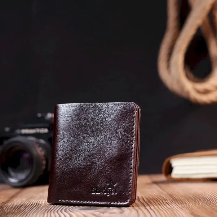 Стильное кожаное портмоне для мужчин Shvigel 16610 Коричневый