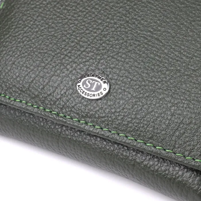 Жіночий гаманець компактного розміру з натуральної шкіри ST Leather 23072 Зелений