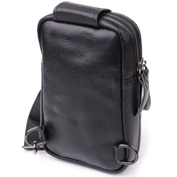 Невелика слінг сумка для чоловіків з натуральної шкіри Vintage 15105 Чорний