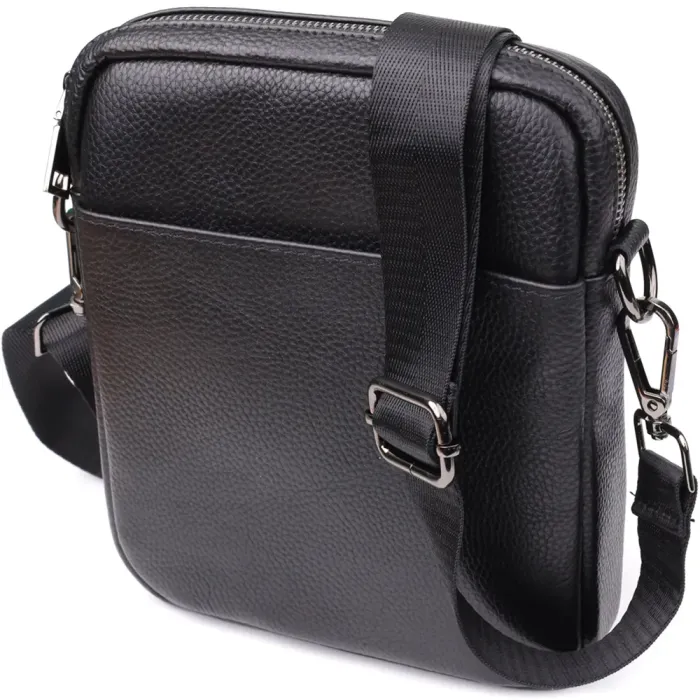 Компактна чоловіча сумка на плече з натуральної шкіри Vintage 23021 Чорний