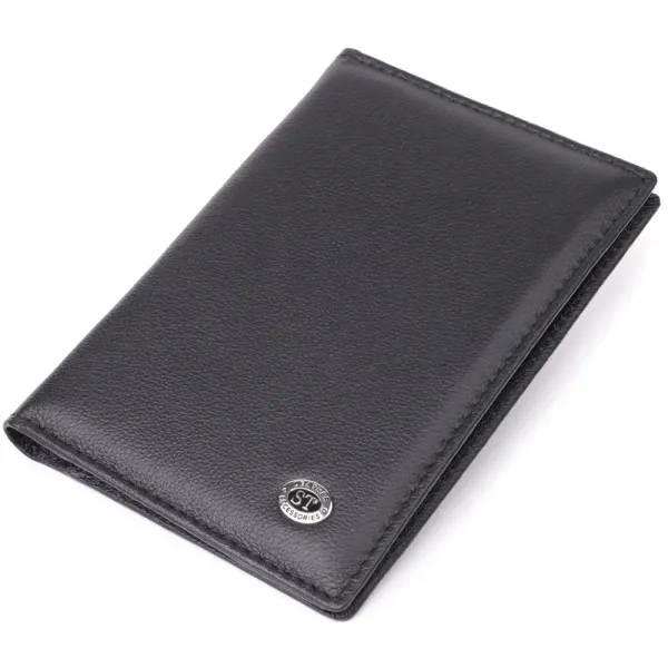 Стильна обкладинка на паспорт універсального формату із натуральної шкіри ST Leather 23078 Чорний