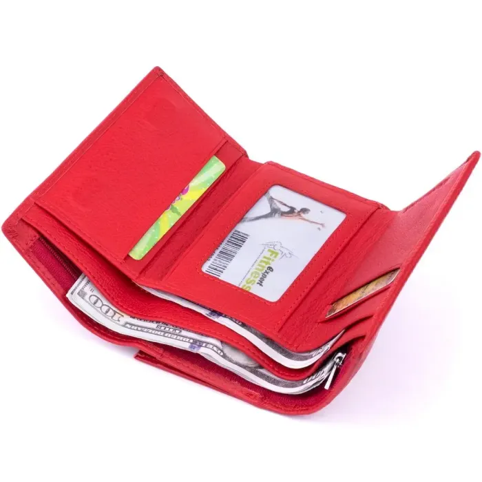 Гаманець горизонтальний із монетником на блискавці жіночий ST Leather 19358 Червоний