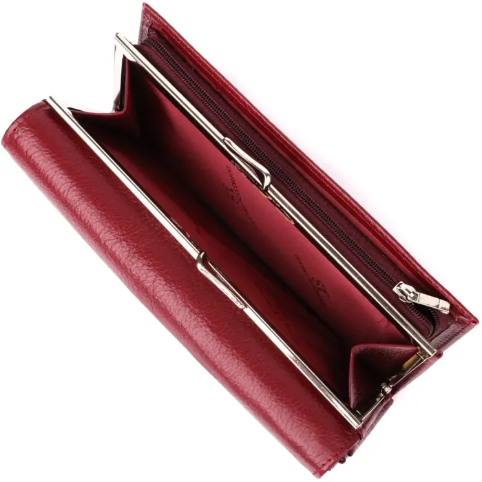 Модний жіночий гаманець на магнітах із натуральної шкіри ST Leather 23113 Бордовий