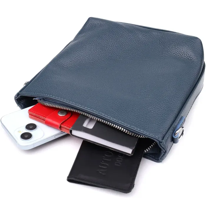 Повсякденна сумка жіноча на плече з натуральної шкіри Vintage 22911 Блакитний