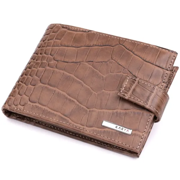 Місткий чоловічий гаманець з натуральної шкіри KARYA 22854 Коричневий