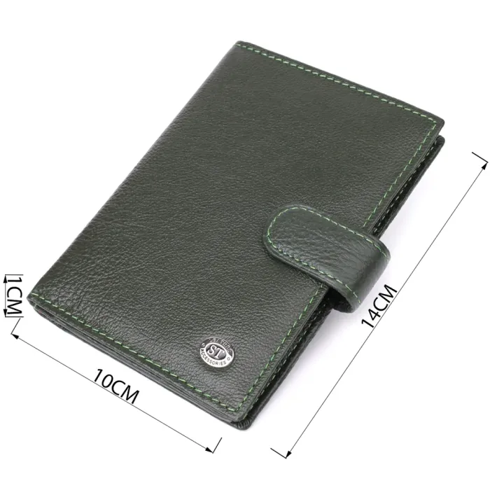 Оригінальна обкладинка на документи унісекс із натуральної шкіри ST Leather 23119 Зелений