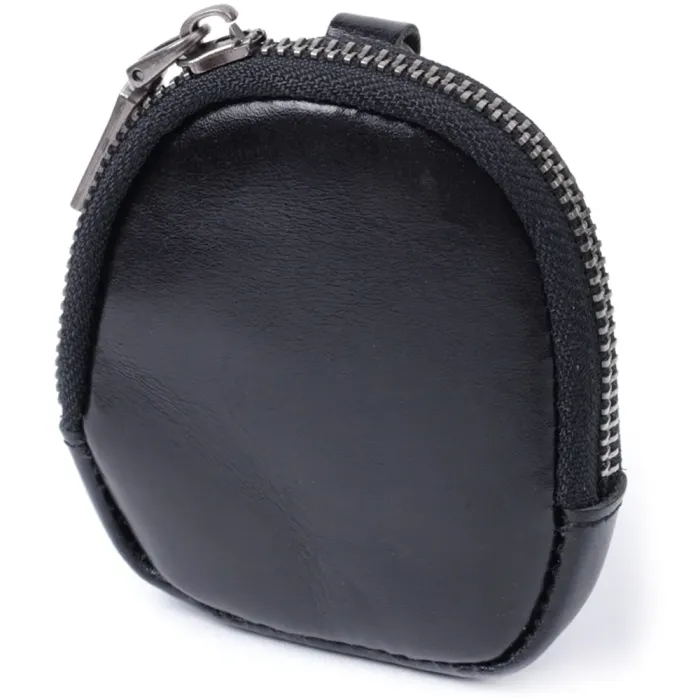 Гаманець для монет компактного розміру з натуральної шкіри Vintage 15081 Чорний