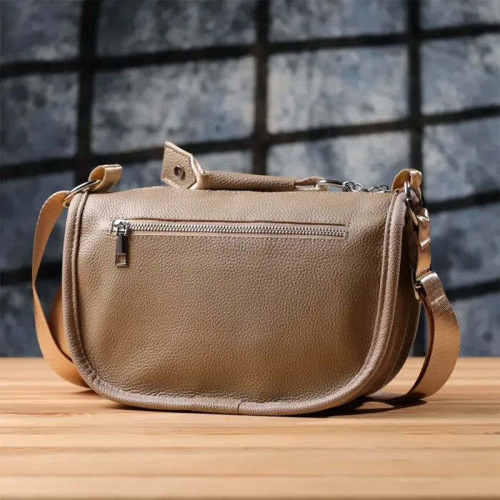 Практична напівкругла сумка для жінок з натуральної шкіри Vintage 22907 Бежевий