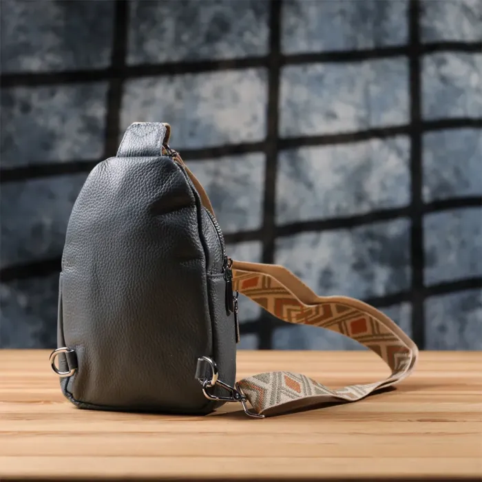 Універсальна жіноча сумка-слінг із натуральної шкіри Vintage 22937 Синій