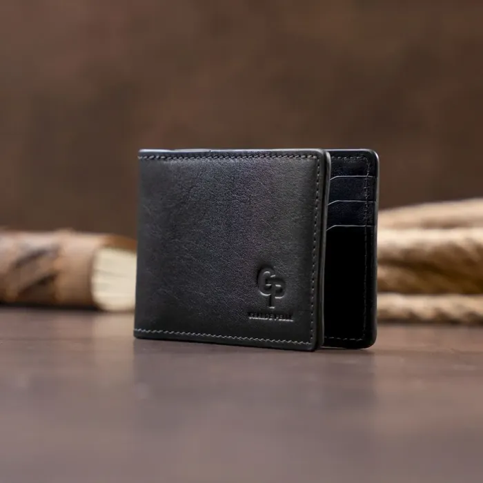 Стильное портмоне с зажимом для денег без застежки GRANDE PELLE 11295 Черное