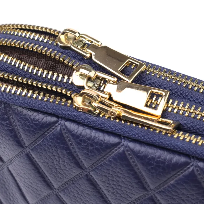 Зручна шкіряна сумка на три відділення для жінок Vintage 22892 Синій