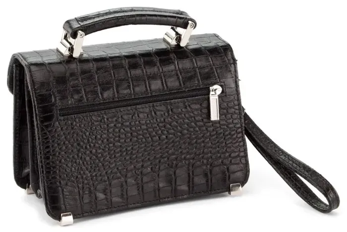 Барсетка SHVIGEL 00379 із натуральної шкіри Чорна