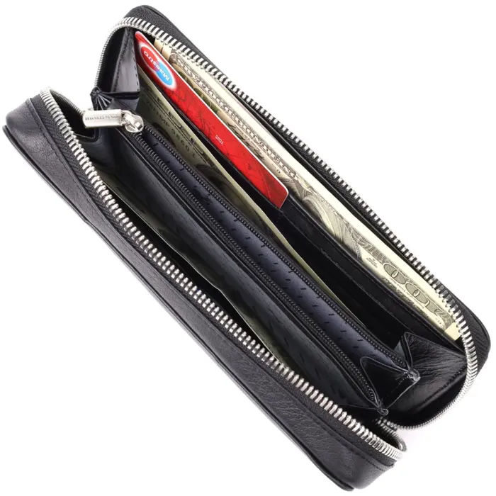 Практичний жіночий гаманець на одне відділення із зернистої натуральної шкіри Tony Perotti 20863_1 (3622 nero) Чорний