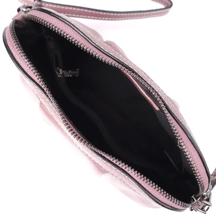 Цікава жіноча шкіряна сумка з ефектним драпіруванням Vintage 22898 Пурпурний