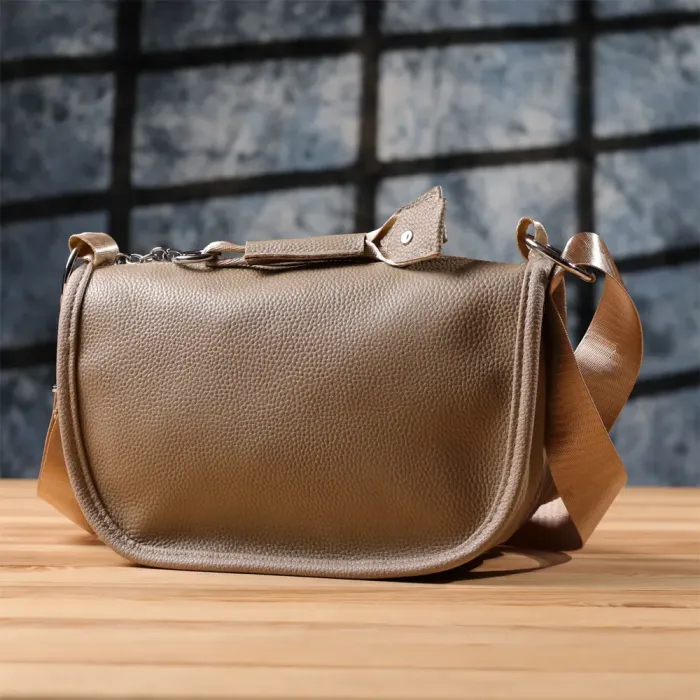 Практична напівкругла сумка для жінок з натуральної шкіри Vintage 22907 Бежевий