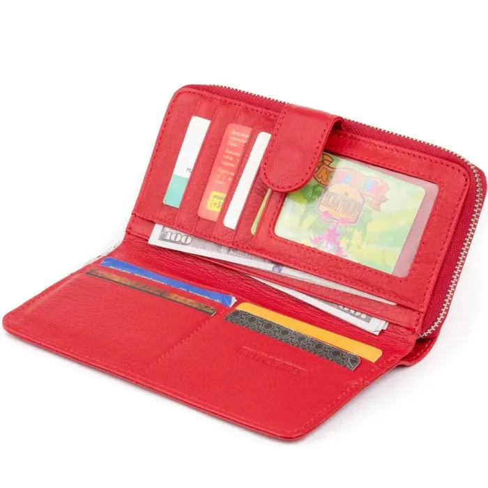 Вертикальний місткий гаманець зі шкіри ST Leather 19306 Червоний