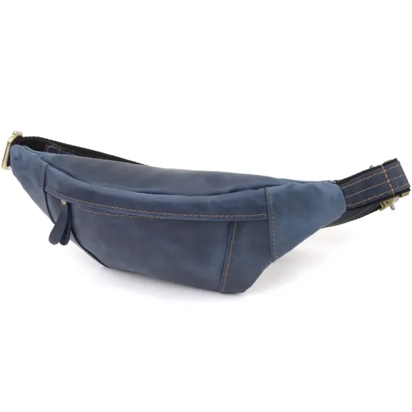 Красива сумка-бананка для чоловіків з натуральної vintage шкіри Shvigel 23123 Синій