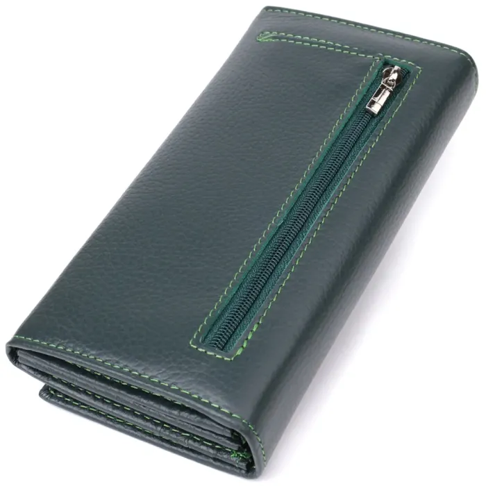 Зручний вертикальний гаманець із натуральної шкіри ST Leather 23086 Зелений