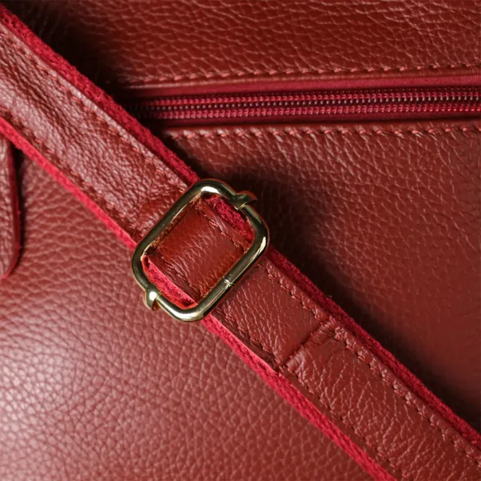 Яскрава жіноча шкіряна сумка з трьома секціями Vintage 22981 Червоний