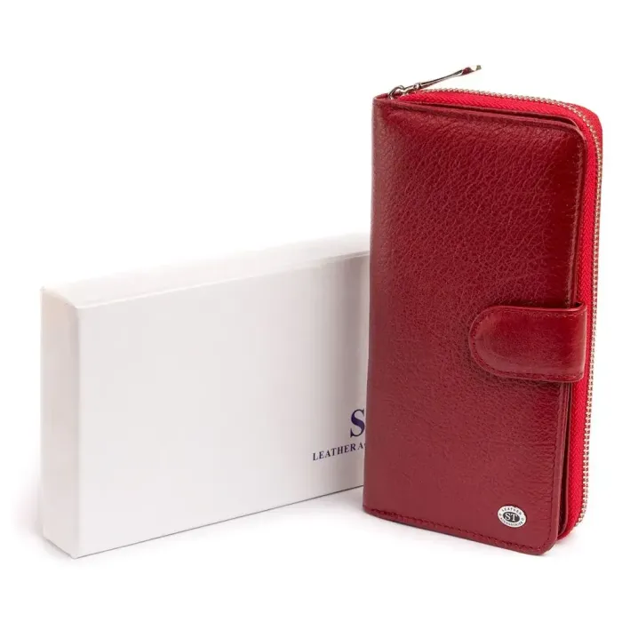 Вертикальний місткий гаманець зі шкіри ST Leather 19307 Бордовий